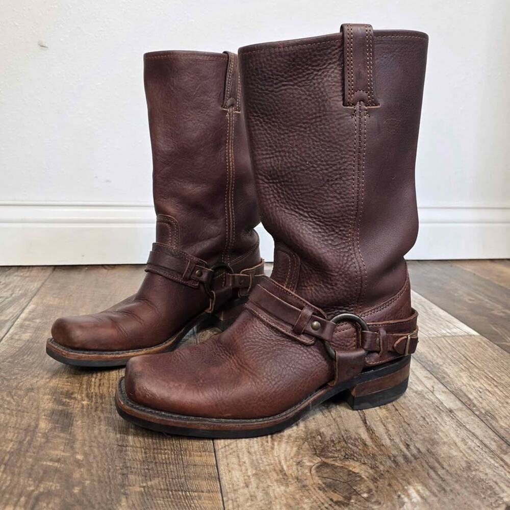 Frye Harness Boots 12R Brown Western Size 8 1/2